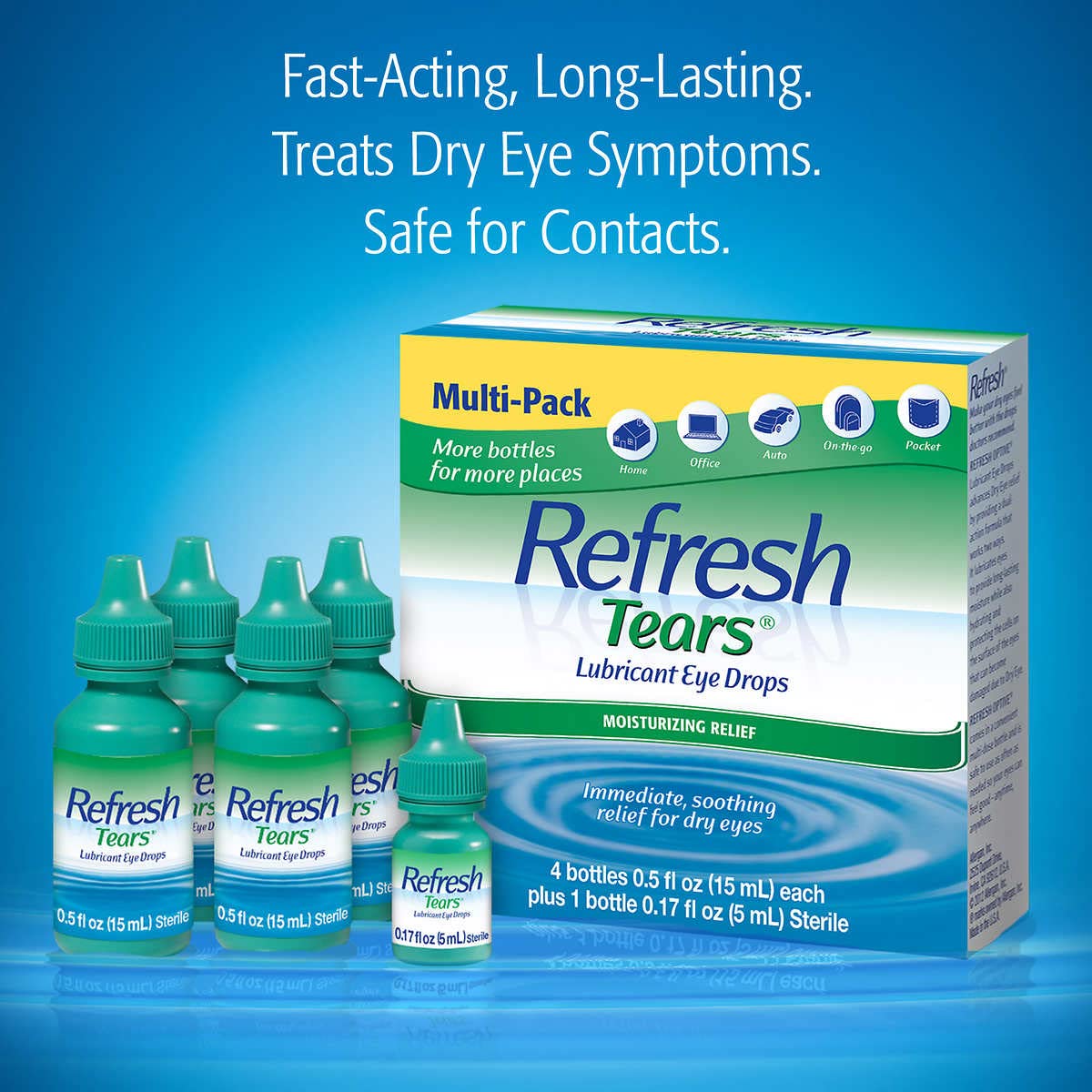 Refresh Tears Lubricant Eye Drops – 4x15 ml + 1x5 ml | Gentle Eye Moisture & Comfort