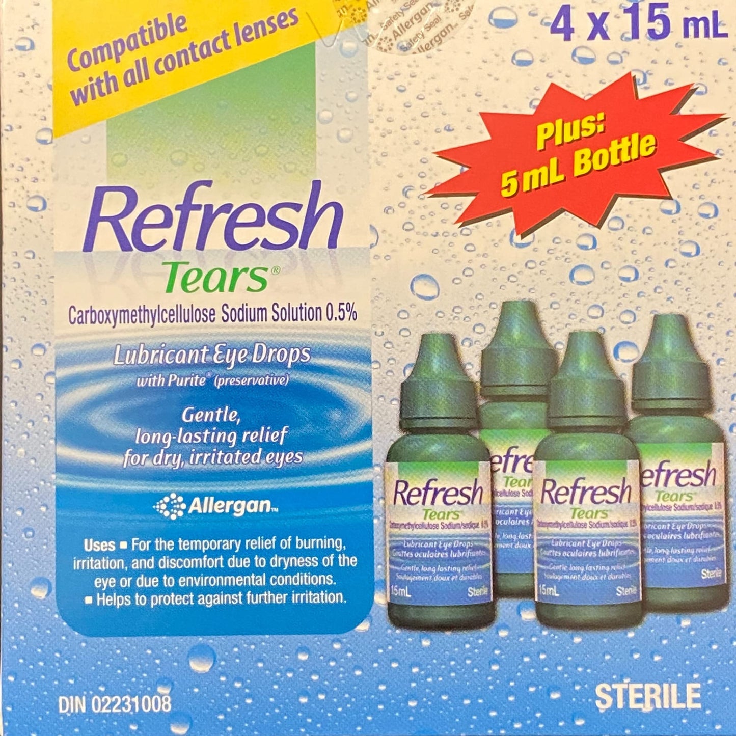 Refresh Tears Lubricant Eye Drops – 4x15 ml + 1x5 ml | Gentle Eye Moisture & Comfort