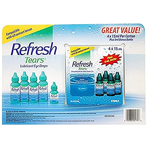 Refresh Tears Lubricant Eye Drops – 4x15 ml + 1x5 ml | Gentle Eye Moisture & Comfort