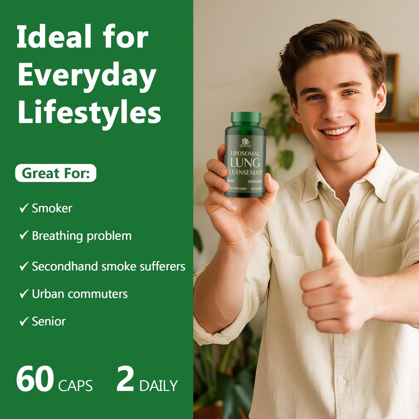 Liposomal Lung Cleansemax Supplement – Mullein Leaf & Elderberry, Quercetin + 13 Herbs & Vitamins | 120 Capsules