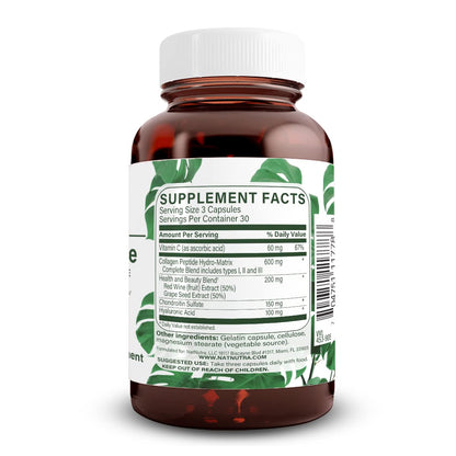 Natural Nutra RegenerAge – Skin Health Supplement with Protein Peptides, Vitamin C, Grape Seed (90 Capsules) – Gluten Free