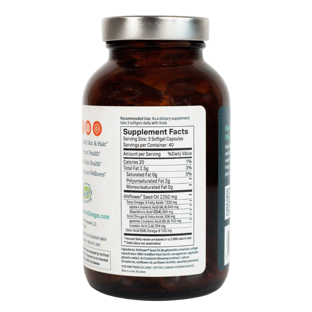 Regenerative Omegas - Ahiflower Oil, Fish-Free 120 Softgels (40 day supply)