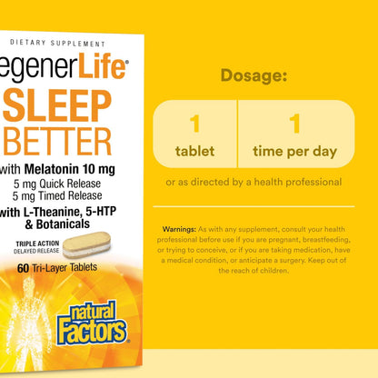 Natural Factors REGENERLIFE Sleep Better, 60 Tablets | Sleep Support