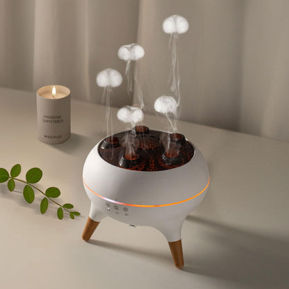 REGISDESK Mushroom Cloud Aroma Diffuser – 7 Smoke Modes, Jelly Fog, 7-Color LED, 3-Timer, Auto Shut-Off | Quiet Home & Office Decor