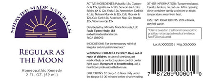 Regular as The Moon – Homeopathic PMS Drops (2 oz) by Midwife Made Naturals