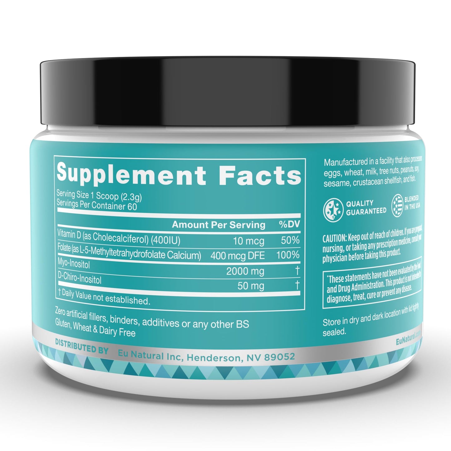 Regulate MAX Myo-Inositol & D-Chiro Inositol Powder for Women – PCOS Support, Vitamin D & Folate, 60 Servings