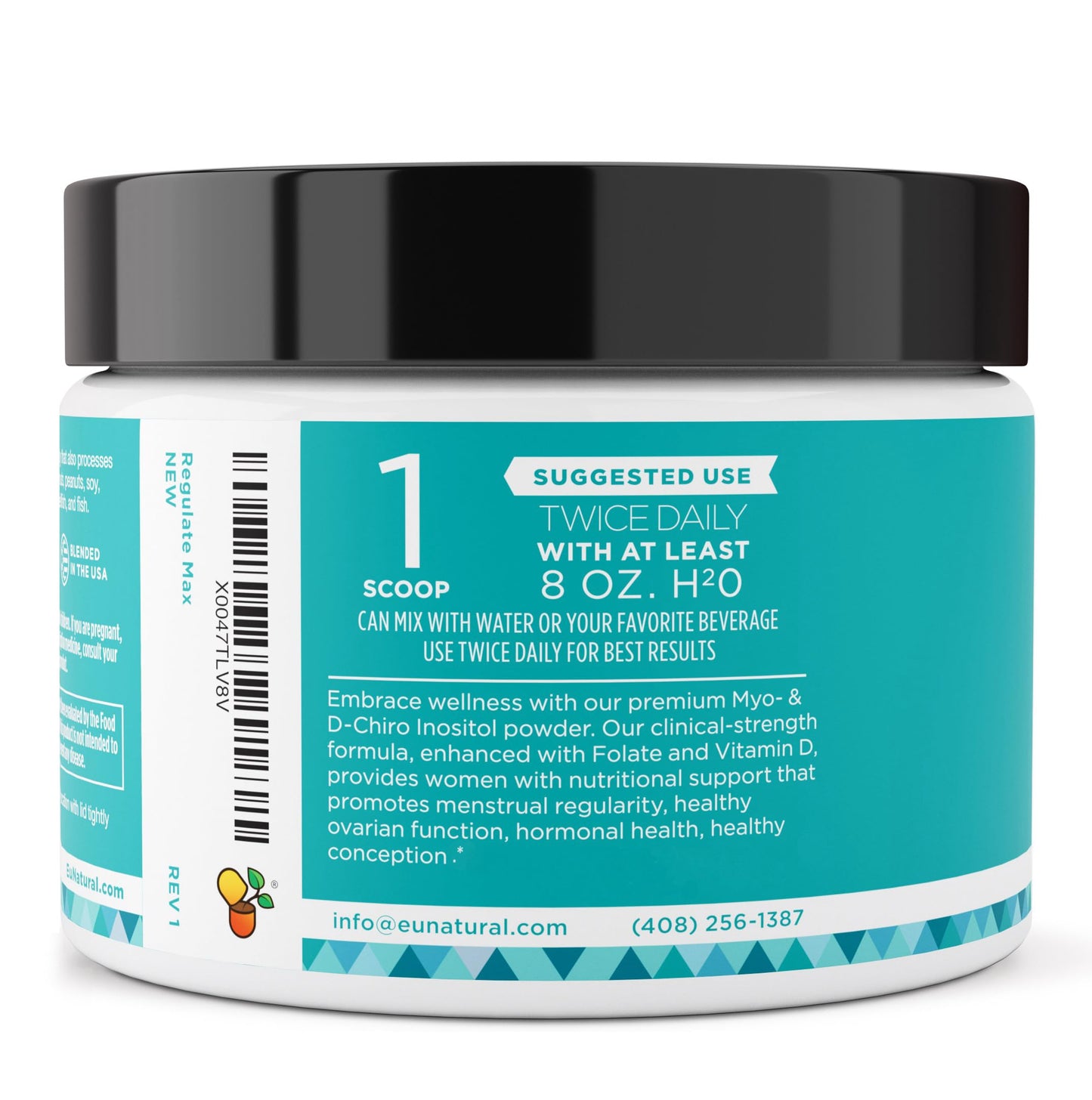 Regulate MAX Myo-Inositol & D-Chiro Inositol Powder for Women – PCOS Support, Vitamin D & Folate, 60 Servings