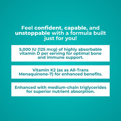 Reignite Wellness by JJ Virgin | Vitamin D Plus | Relevant Serving of 5000 IU, Highly Absorbable Vitamin D + Vitamin K1 & K2 | GG Supplement for Immune Health | Bone and Heart Supplement | 60 Softgels