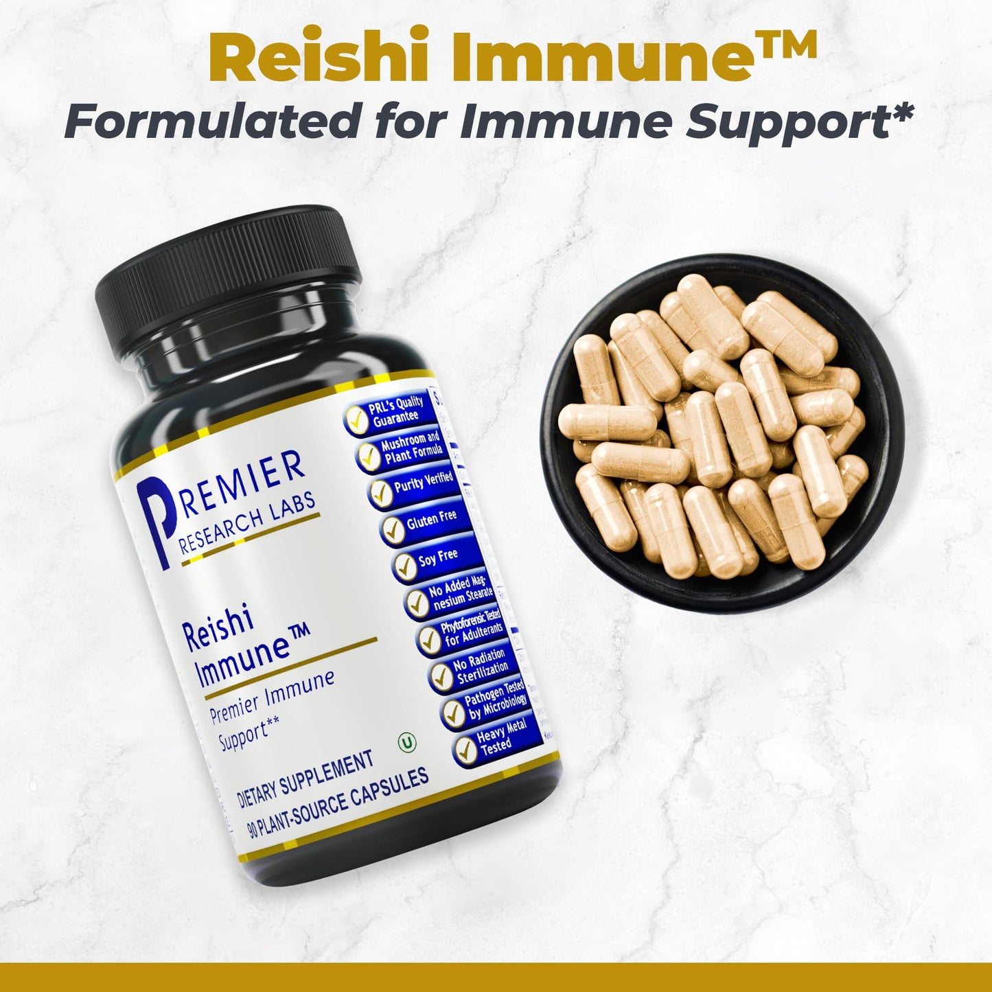 Premier Research Labs Reishi Immune Support Supplement- Reishi Mushroom Capsules, Organic Reishi Mushroom Extract for Women and Men, Contains Red Algae, Turmeric, Milk Thistle - 90 Pure Vegan Capsules