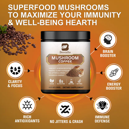 2Pack Mushroom Coffee - Lion's Mane & Cordyceps Blend for Immune Support & Focus