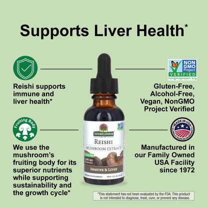 Nature's Answer Reishi Mushroom Extract – Alcohol Free, 1 fl oz (30 ml)