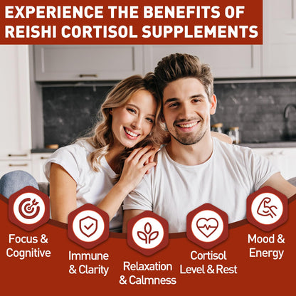 Reishi Mushroom Gummies - Cortisol Support, Relaxation & Immunity | Vegan (60 Gummies)