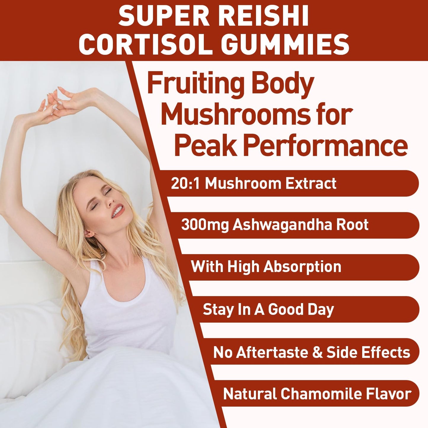 Reishi Mushroom Gummies - Cortisol Support, Relaxation & Immunity | Vegan (60 Gummies)