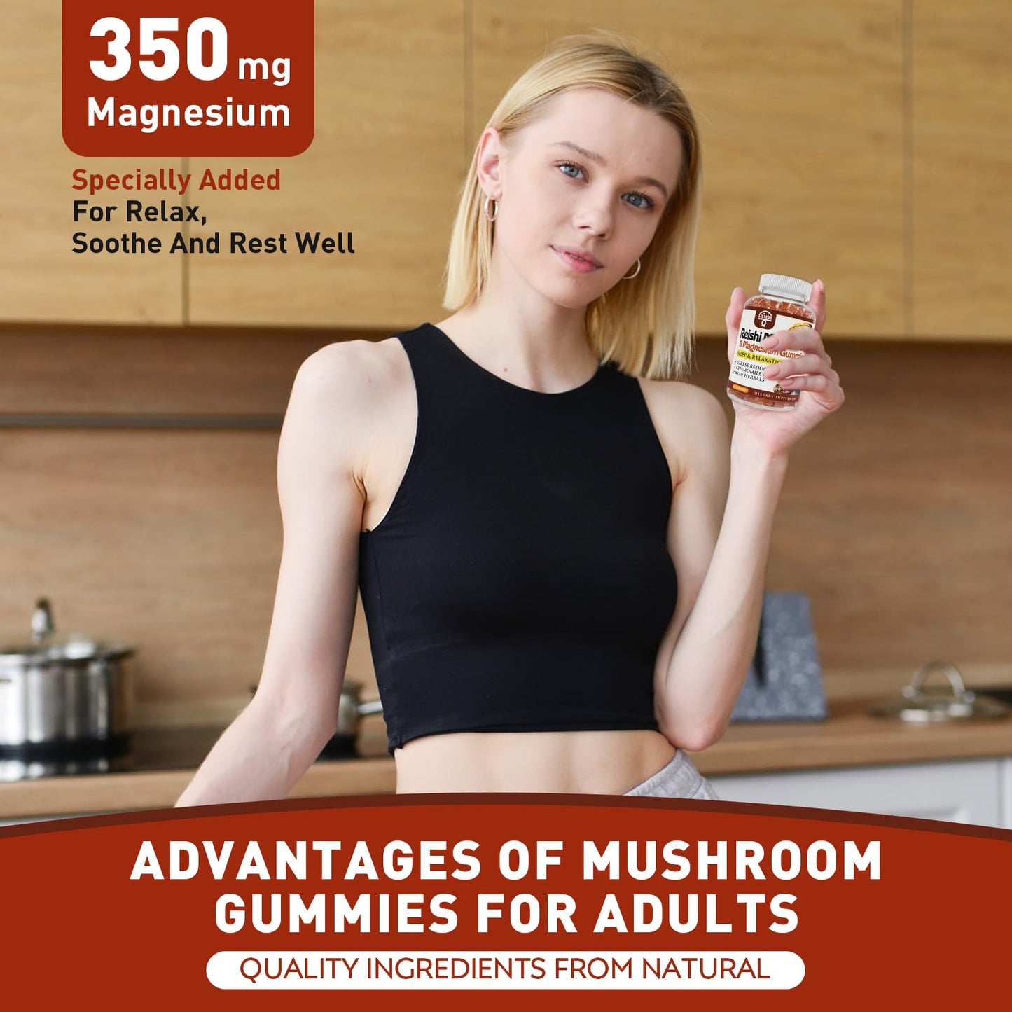 Reishi Mushroom Gummies - Cortisol Support, Relaxation & Immunity | Vegan (60 Gummies)