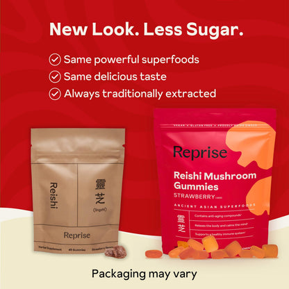 Reishi Mushroom Gummies | Hongo Reishi Mushroom Supplement Gummies (Lingzhi, Ganoderma Lucidum) | Full Spectrum Stress Gummies for Adults | Red Reishi Mushroom | Strawberry Flavor | 45 Count