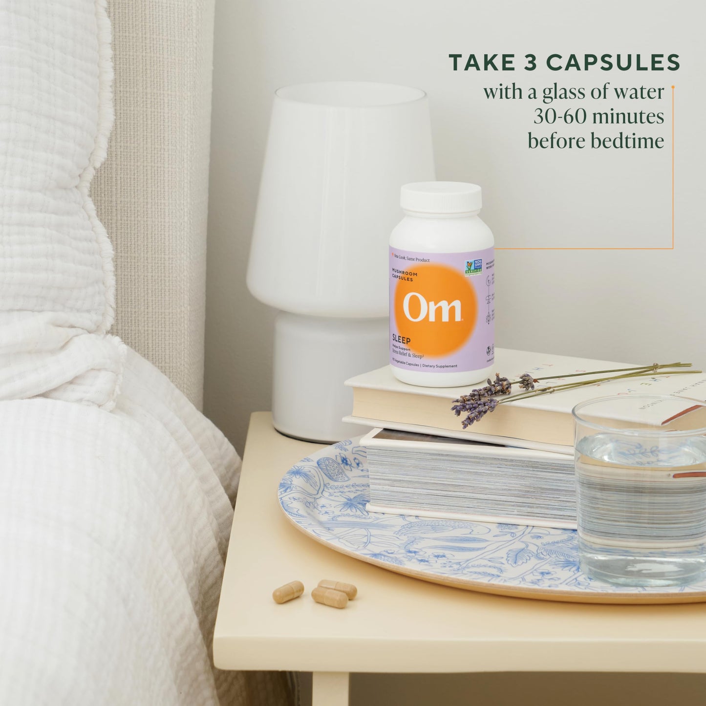 OM Mushroom Sleep Capsules - Reishi, GABA, L-Theanine, Melatonin | 90 Count