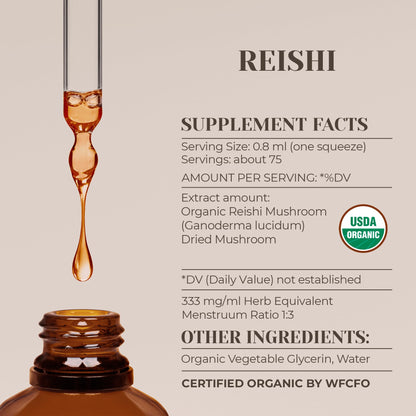 Reishi Organic Alcohol-Free Extract – High-Potency Tincture (2 oz) | USDA Organic