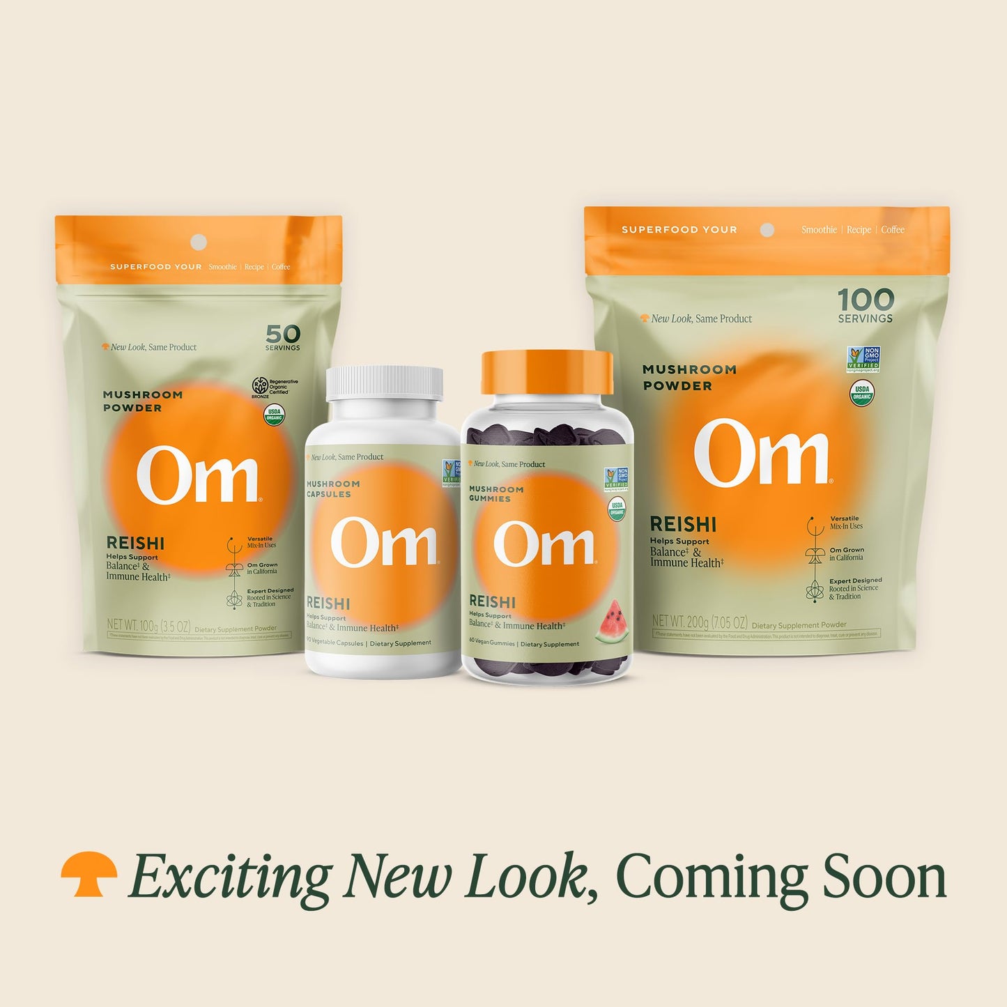 Om Mushroom Reishi Organic Powder – 100 Servings, Stress Relief & Immune Support