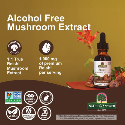 Nature's Answer Reishi Mushroom Extract – Alcohol Free, 1 fl oz (30 ml)