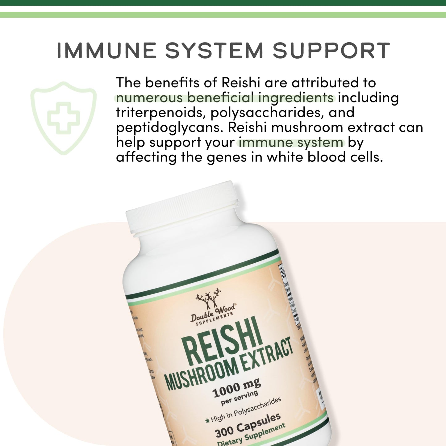Reishi Mushroom Capsules 4:1 Ganoderma Extract 1,000mg - 300 Count (5 Month Supply) | Double Wood