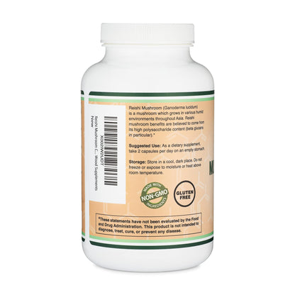Reishi Mushroom Capsules 4:1 Ganoderma Extract 1,000mg - 300 Count (5 Month Supply) | Double Wood