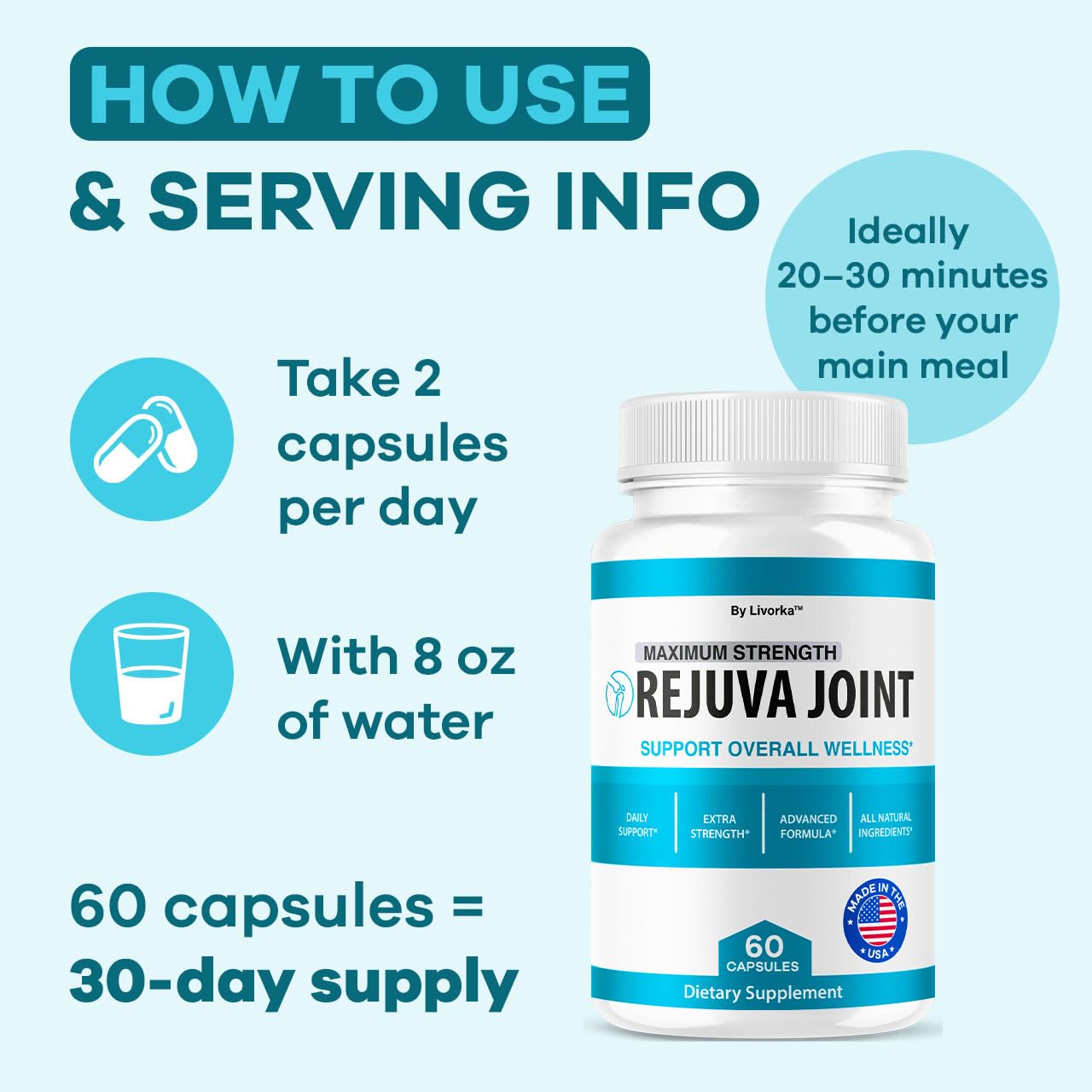 (3 Pack) Rejuva Joint – Advanced Formula Joint Support Pills, 180 Capsules