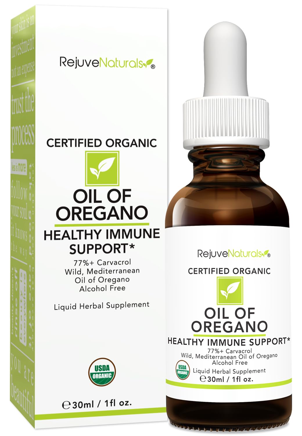 RejuveNaturals Oil of Oregano – USDA Organic 1 fl oz (30 ml) Immune Support Drops | Gluten Free, Vegan & Non-GMO