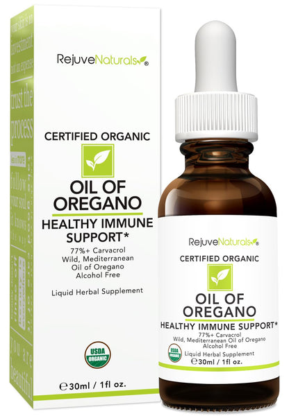 RejuveNaturals Oil of Oregano – USDA Organic 1 fl oz (30 ml) Immune Support Drops | Gluten Free, Vegan & Non-GMO