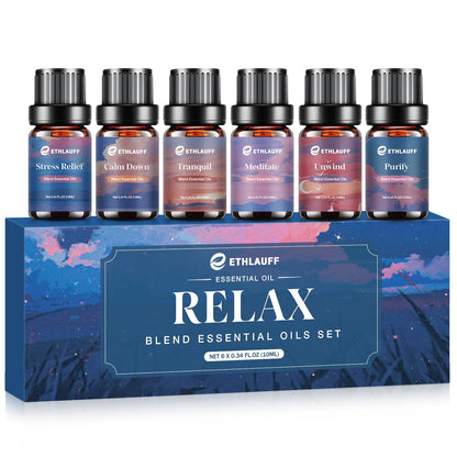 Relax Diffuser Oil – Essential Oil Blends (6x10ml) for Stress Relief & Calm