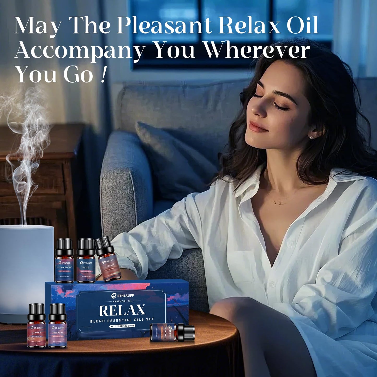 Relax Diffuser Oil – Essential Oil Blends (6x10ml) for Stress Relief & Calm
