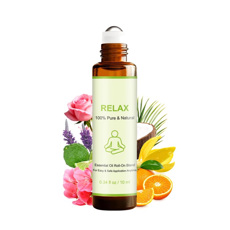 Relax Essential Oils Roll-On – Organic Lavender, Geranium, Ylang Ylang & More