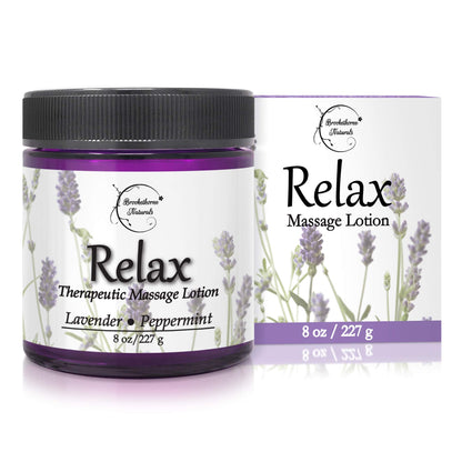 Relax Therapeutic Massage Lotion – All Natural with Lavender & Peppermint Oils | Brookethorne Naturals 8oz