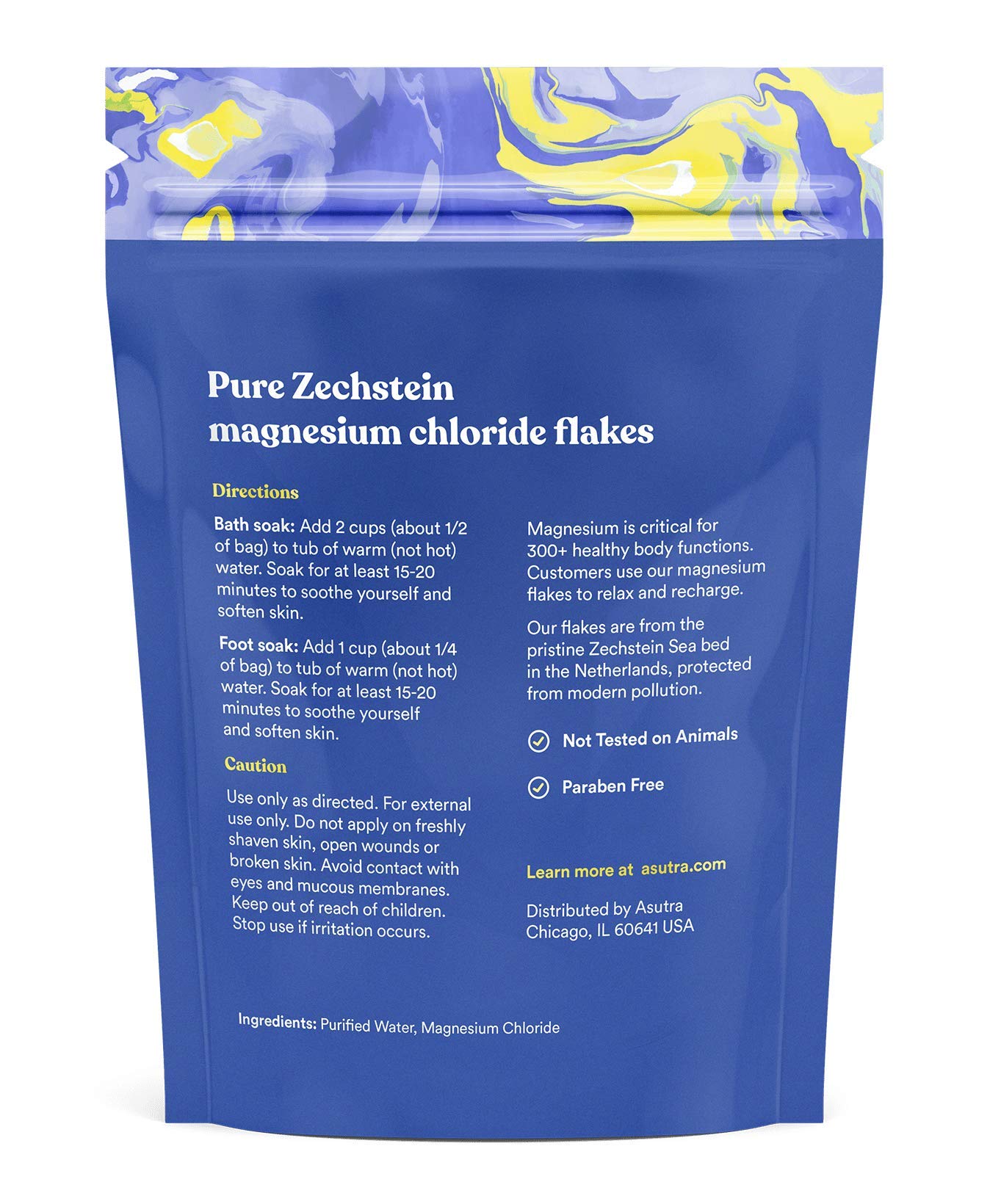 ASUTRA Magnesium Chloride Bath Flakes 2 lbs | Rapid Absorption