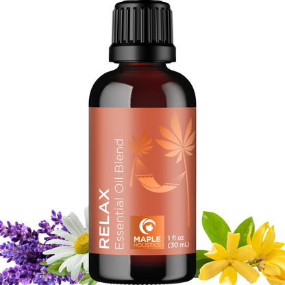 Relaxing Essential Oil Blend for Diffuser – Lavender, Geranium, Roman Chamomile & Ylang Ylang | Stress Relief Diffuser Oils