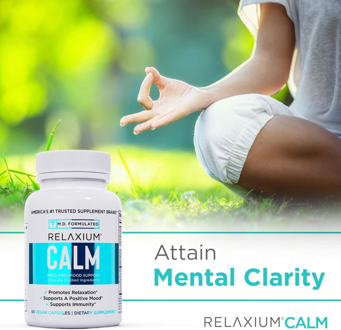 Relaxium Calm – Non-Habit Stress & Mood Support (Ashwagandha, 5-HTP, GABA) – Made in USA (60 Capsules)