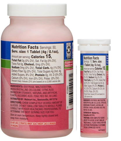 ReliOn Glucose: 50 Tablet Bottle + 10-Tablet On-The-Go Tube (Fruit Punch)