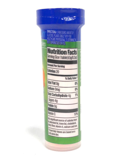 ReliOn Glucose Tropical Fruit Tablets, On-The-Go Tube, 10 Tablets