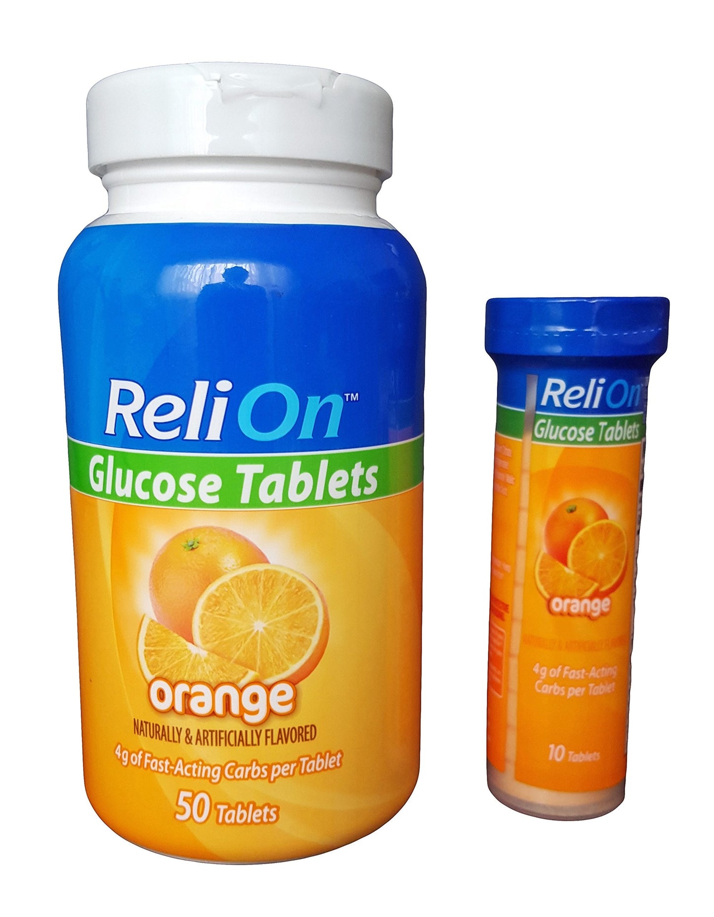 ReliOn Glucose – 50 Tablets with On-The-Go Tube (Orange) by Reli On