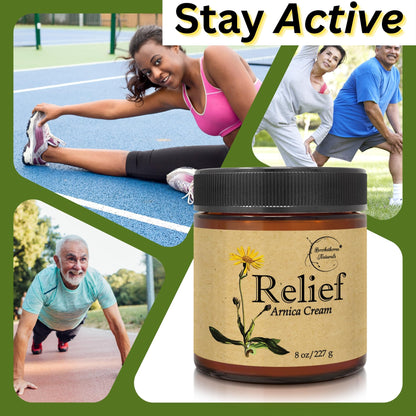 Relief Arnica Cream – All-Natural Massage Lotion with Lemongrass, Eucalyptus & Rosemary | Brookethorne Naturals