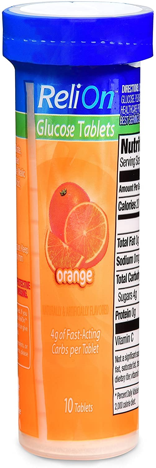 Relion Glucose Tablets: Orange, Tropical and Fruit Punch – Total 30 Tablets