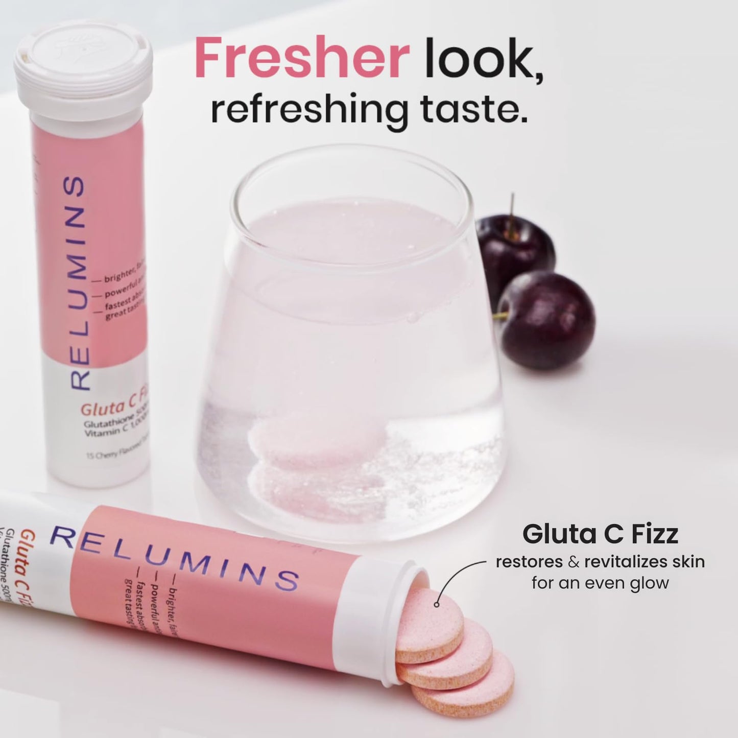 Relumins Gluta C Fizz - High-Dose Glutathione & Vitamin C | Cherry Flavor