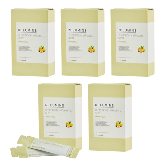 Relumins Vitamin C Shots – Lemon with Hesperidin & Citrus Bioflavonoids | 25ml Packets, 50-count (5 Boxes) BritishVita | Premium UK Vitamins & Wellness Supplements