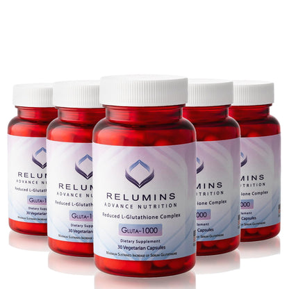 Relumins Advance Nutrition Gluta 1000 – Reduced L-Glutathione with Alpha Lipoic Acid & Rose Hips | 75-Day Supply | Made in USA