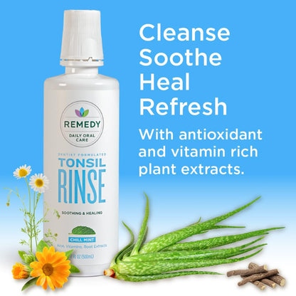 Remedy Mouthwash & Tonsil Stone Remover Rinse – Mint 17oz | Alcohol-Free, Paraben-Free, Gluten-Free