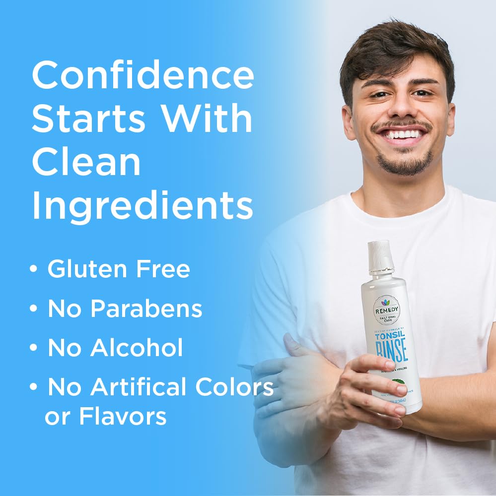 Remedy Mouthwash & Tonsil Stone Remover Rinse – Mint 17oz | Alcohol-Free, Paraben-Free, Gluten-Free