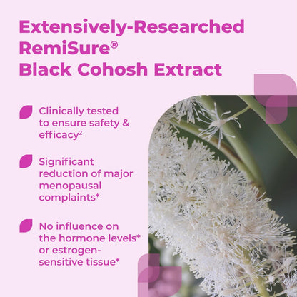Remifemin Menopause Symptoms Relief – Clinically Proven Black Cohosh, Hormone-Free, Made in Germany, 60 Tablets