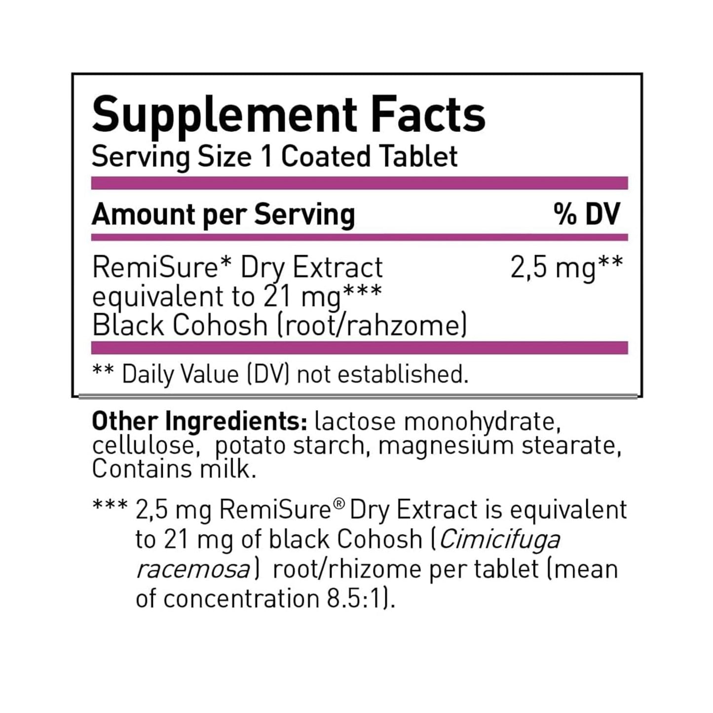 Remifemin Menopause Symptoms Relief – Clinically Proven Black Cohosh, Hormone-Free, Made in Germany, 60 Tablets