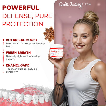 Ayurvedic Remineralizing Tooth Powder - Cinnamon Flavor for Sensitive Teeth | Organic Gum Health & Bad Breath Care | 1.3 Oz