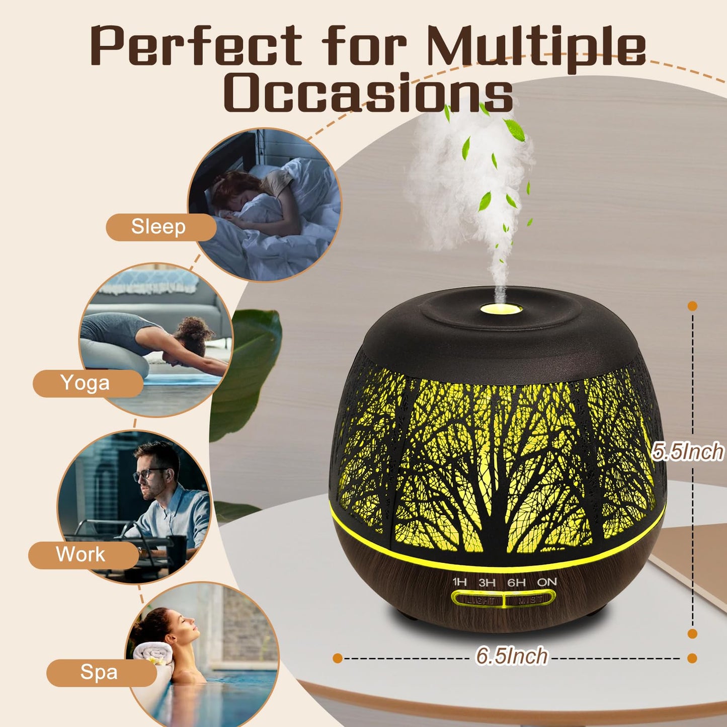 Essential Oil Diffuser 400ml with Remote – Large Room Ultrasonic Humidifier