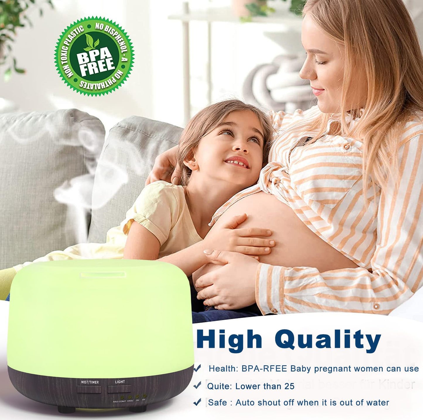 300ML Remote Control Essential Oil Diffuser with 7-Color LED Lights, Auto-Off, Timer - Ultrasonic Humidifier